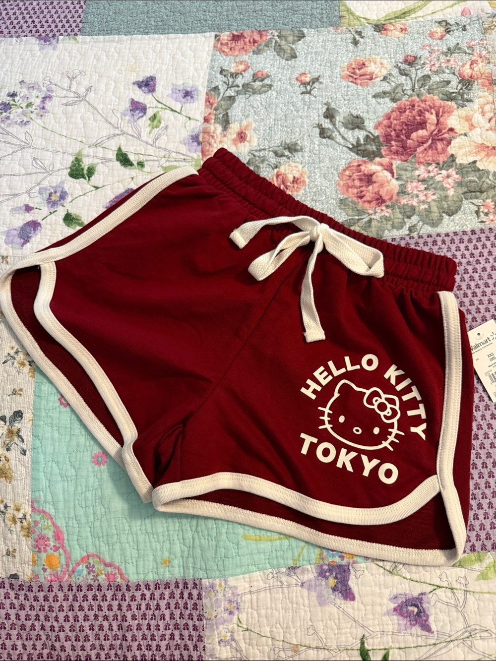 Hello Kitty Maroon Shorts with Cream Trim